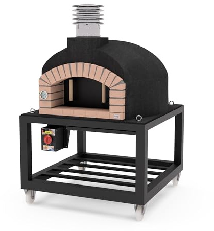 MOVELAR - Horno de Leña Exterior de Obra OLYMPUS MONS Negro 110x110x159 cm | Aislado con Corcho y 3 Mantas Cerámicas | Horno de Jardín para Cocinar con Leña - REF: M00576