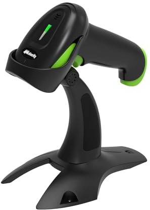 Alacrity 2D 1D Kabelloser Barcode-Scanner mit Ständer, 3-in-1 Konnektivität Bluetooth 2,4G Kabellos USB Verkabelt, Barcode-Lesegerät mit Freihandmodus und Vibrationsalarm, Grün