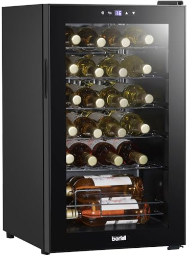 24 flaskor fristående vinkylare kylskåp och metallhyllor – LED svart & glas