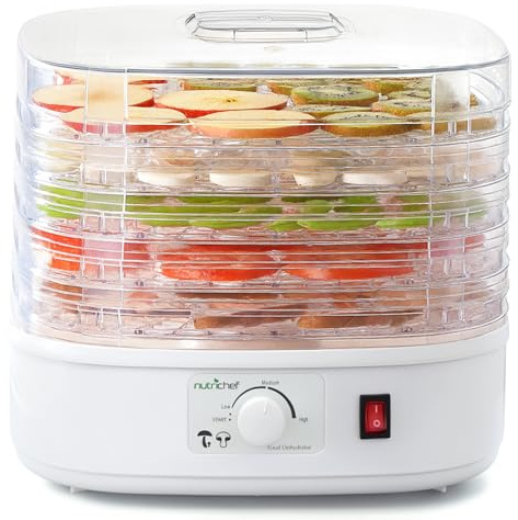 Nutrichef - Máquina deshidratadora de alimentos | Electrodoméstico de varios niveles para uso doméstico | Perfecto para carne de vacuno, frutas, verduras y golosinas para perros | Circulación de alto