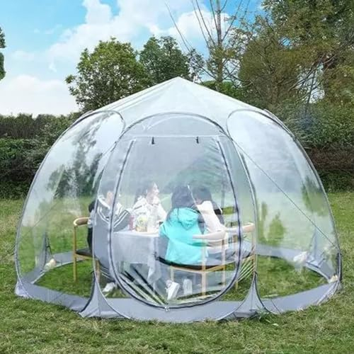 RuiYiL Bubble Zelt, 3,5 m Gartenkuppel, Transparent, PVC, Reißverschluss, Fiberglasrahmen, für Outdoor, Transparentes 360°-Blickfeld, wetterbeständig