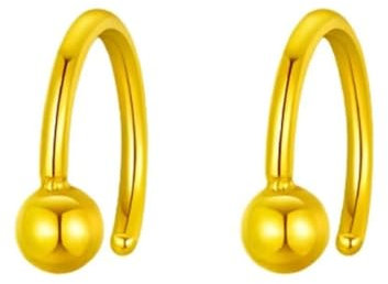 Epinki Echte Goldschmuck, 24 Karat Gelbgold 999 Ohrringe, Kugel Hoop Damenohrringe Creole, 18K Gold Ohrstecker