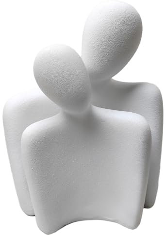PIGPIGFLY Couple Hugging Statue, Decorative Figures,Living Room,Home Store Decoration,Modern Abstract Art Sculptures Decoration,Office Decorations,Polyresin,Gift(White/18cm)