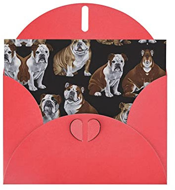 Englische Bulldoggen Perlpapier Urlaub Grußkarte (horizontal) Dankeskarte Einladungskarte Blanko Grußkarte