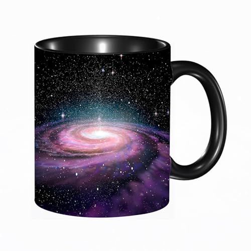 EKLMPS Becher aus Keramik, Ideal als Geschenk, Hochwertiger Aufdruck, Tasse mit Motiv, Tee Becher, Coffee Cup, 330ml,Galaxie Spiralgalaxie im Weltall Andromeda Nebel Sterne Staub Universum Astronomie