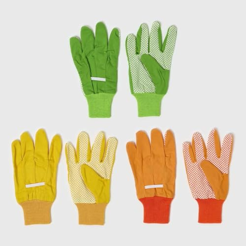 Homescapes 3 Paar Gartenhandschuhe mit Noppen für Damen und Herren, Garten-Arbeitshandschuhe 3er-Set in Rot, Gelb, Grün oder Orange in Einheitsgröße