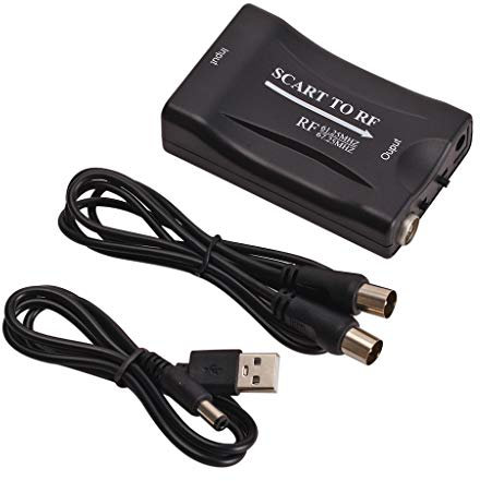 Hattba Adattatore convertitore da SCART a RF Video Supporta RF67.25Mhz 61.25Mhz Uscita RF Accessori