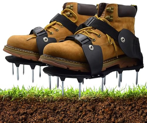 Zapatos aireadores para césped, Zapatos de Punta para airear el césped, Herramientas de Mano con Correa de Ajustable, con Pinchos Resistentes para Suelo, Compost, césped, césped, cortacésped