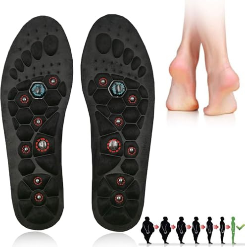 Acupressure Magnetic Massage Insoles Reflexology Pain Relief Health Foot Acupuncture Point Therapy Insole Cushion Body Detox Slimming Magnetic Arch Support Shoes Soles (M)