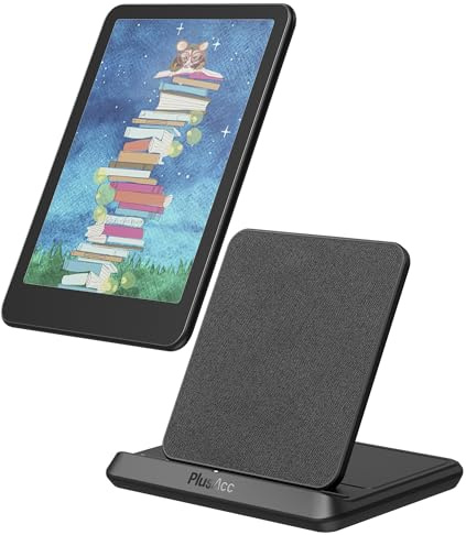 PlusAcc Estación de carga inalámbrica para Kindle Paperwhite Signature Editions (2022 y 2024) y Colorsoft Signature Edition y smartphones, soporte de carga plegable, compatible con iPhone 14 Pro Max