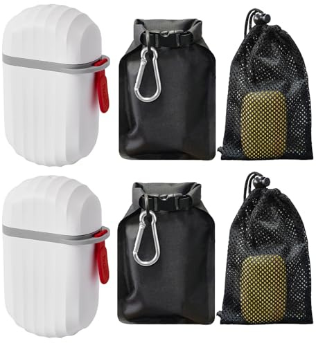 Uoxmiy 4 PCS Travel Soap Case, Travel Soap Bag, Waterproof & Leakproof 3 In1 Travel Soap Case for Bathroom, Camp, Outdoor, Gym, School
