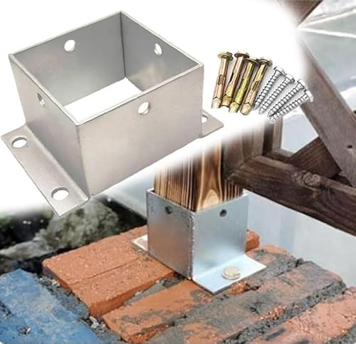 support poteau bois Base D'ancrage À Bride En Acier Inoxydable 304, Pour Poutres En Bois, Ancrage De Poteau De Clôture, Kit De Base De Poteau De Pergola Pour(9 X 8cm/3.5 x 3.1in)