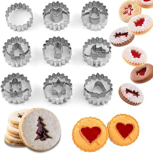Keksausstecher Weihnachten Set 9 Stück 4.5cm Ausstechförmchen Klein Weihnachts Edelstahl Plätzchenausstecher Glatte Kanten Weihnachtsausstecher Ausstecher Weihnachten für Partys und Zusammenkünfte