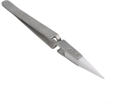 Pinzette elettroniche per saldatura con punta dritta, antistatiche e resistenti al calore, per riparazioni elettroniche di precisione, in acciaio inox, 1500 °C (A)