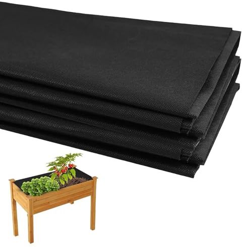 HEUIOP 2 PCS Planter Liner for Large Veg, Heavy Trough Outdoor Liners Raised Bed Liner, 290 * 160cm/115 X 63 Non Woven Black Vegetable