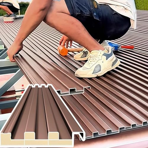 Heavy-Duty Ceiling Insulation Panels, Gazebo cladding Panel, Polyurethane Filling, Outdoor Waterproofing, shed Side Panels, Suitable for gazebos, Sheds, and Mobile Homes. Brown-L 11m(36ft)