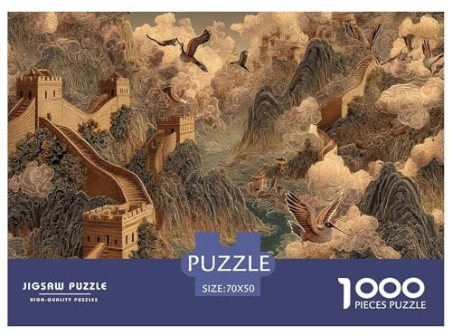 1000 Pièces L'architecture Chinoise Ancienne Papier Puzzle Jeu De Puzzle Activités Familiales Stimulantes Style Chinois Casse-tête Qualité Premium pour Adultes Et Enfants 70x50cm/1000pcs