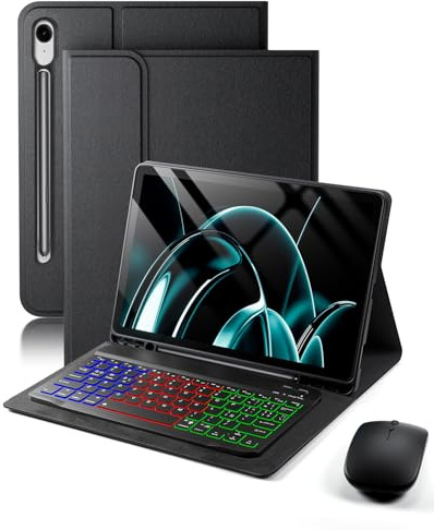 para Samsung Galaxy Tab S11 Ultra(2025)/S10 Ultra(2024)/S9 Ultra(2023)/S8 Ultra(2022) 14.6 pulgadas Funda con Teclado inalámbrico Bluetooth retroiluminado(Teclado QWERTY, distribución española)y ratón