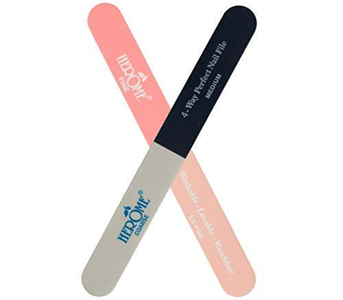 Herome 4-Fach Perfect Nagelfeile (4-Way Nail File) - Professionelle Feile mit 4 Seiten (Grob, Medium, Fein Extra Fein)