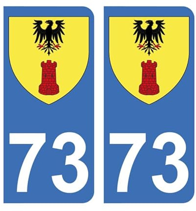 Autocollant 73 avec Blason de la Maurienne Plaque immatriculation Auto (9,8 x 4,5 cm)
