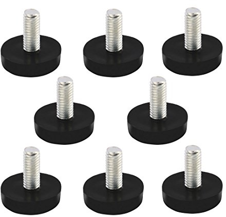 sourcing map 8 Stück Verstellbare Möbelfüße kleine Stellfüße Nivellierfuß Tischgleiter M6（5.8mm） x 15 mm Gewinde Schwarz