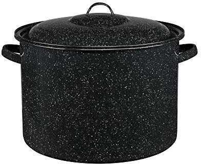 Granite Ware 21-Quart Stockpot, Large Capacity for Soups, Stews, Pasta - Durable Graniteware with Non-Stick Surface for Easy Cleaning - Chip-Resistant & Even Heat Distribution (Speckled Black)