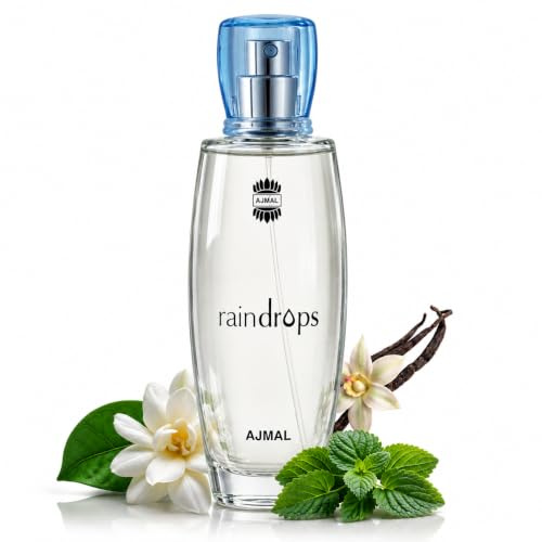 Ajmal Rain Drops Perfume – Women Fresh & Floral Scent with Fruity Notes, Inspired by Rain & Ocean Breeze, Long-Lasting Eau de Parfum, Made in Dubai – 50ml