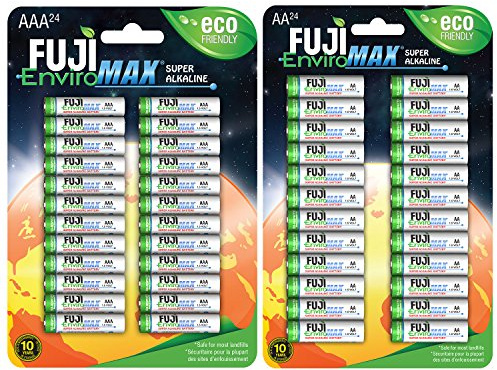 Fuji Enviromax Super Alkaline AAA + AA Batteries Mixed Pack - No Harmful PVC & Heavy Metals, Long Lasting, Powerful Double AA and Triple AAA Batteries Multipack (Pack of 48)