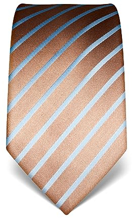 Vincenzo Boretti cravatta elegante classica da uomo, 8 cm x 15 cm, di pura seta di alta qualità, idrorepellente e antisporco, motivo a righe marrone chiaro