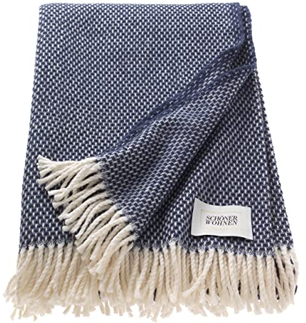 Schöner Wohnen Kollektion Zen Plaid Tagesdecke 140x200 cm • Weiche & Waschbare Kuscheldecke blau • Bettüberwurf