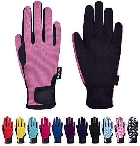 ChinFun Horse Riding Glove Equestrian Gloves Kids for Boys Girls Horseback Riding Gloves Grip for Youth Children Riding Sports Biking Cycling Gardening Pink Size L