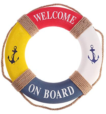 40cm Deko Rettungsring Schaumstoff Vintage Retro Schwimmkreis Welcome on Board Reifen Dekoration Deko zum Aufhängen für Bar Fenster Hintergrund Wanddeko