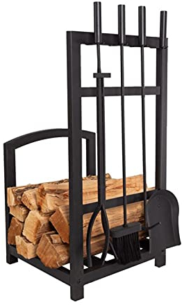 Holzlager Holz-Brennholz-Lagerregal, Kaminholz-Halter-Set, Stabiles Metall-Schmiedeeisenregal, Zum Stapeln Von Brennholz Im Innen- Und Außenbereich, 40x35x68cm
