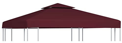 INLIFE Pavillon-Dachplane mit Kaminabzug 310 g/m² 3x3 m Weinrot