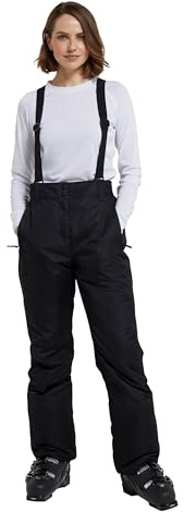 Mountain Warehouse Moon Womens Ski Pants - Isotherm, Microfibre Insulated & Snowproof Trousers, Adjustable Waist & Detachable Braces - for Skiing, Snowboarding Black Women's Size 8