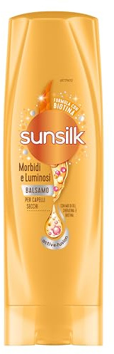 Sunsilk, Balsamo Morbidi e Luminosi, Balsamo Anticrespo, Dona Capelli Morbidi e Non Unti, Formula Active-Fusion con Olio di Argan e Mandorle, Cheratina e Biotina, 350 ml
