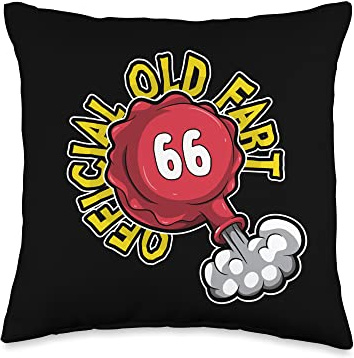 66th Birthday Official Old Fart Funny Red Whopee Cushion Throw Pillow