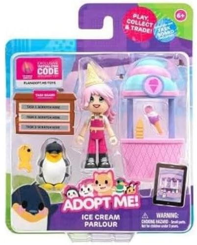 Adopt Me!: Elsa and King Penguin Friends Pack, Series 1 - Ice Cream Parlour - Top Online Game - Fun Collectible Toys for Kids Featuring Your favourite Pets