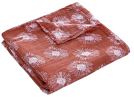 Muslinfilt för baby, babyfilt bomull muslin spotthandduk baby 100 % ekologisk bomull ventilerande sommarfilt baby puckfilt, 110 x 150 cm spottduk gåva för födseln, ett lager maskros