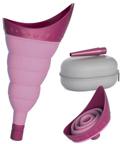TRIPTIPS Pee Conch Foldable Female Urinal Device Portable Urinal for Women Pee Funnel for Women Travel, She Pee Cup for Women Stand to Pee Womens Urinal Funnel with Tube Case (D-Purple)