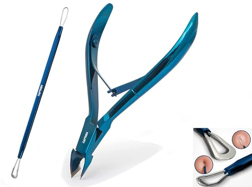 Tronchesino per cuticole, rimozione punti neri, trattamento localizzato, set da 2 pezzi in acciaio inossidabile, kit per la rimozione di punti neri e punti bianchi, blu, 11,4 cm.