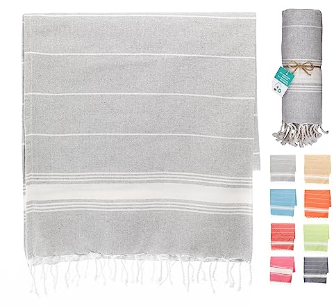 Artexia Strandtuch Baumwolle 90x180 cm Recycelte und Ökologische - Stranddecke Sandfrei Sanddurchlässig - Strandhandtuch - Grau