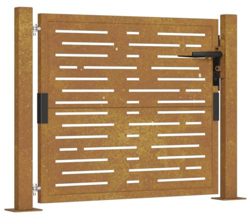 vidaXL Portail de Jardin, Portillon de Patio, Barrière de Sécurité, Porte d'Extérieure Terrasse, 100x100 cm Acier Corten Conception de Carré
