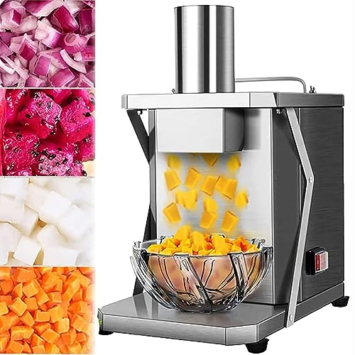Cubettatrice Commerciale per Alimenti, 200 W Affettatrice elettrica per Frutta e Verdura 200 Giri/min, Robot da Cucina in Acciaio Inossidabile Staccabile per Carote, ravanelli, cetrioli Pitaya,15mm