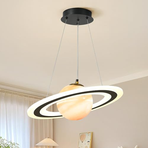AHXIAOZN Kinderzimmer Hängelampe LED Dimmbar,Planet Kinderzimmerlampe, Rund Design Hängeleuchte,Schlafzimmer Dekorative Lampe für Kinder Junge Mädchen Deko Pendellampe Höhenverstellbar