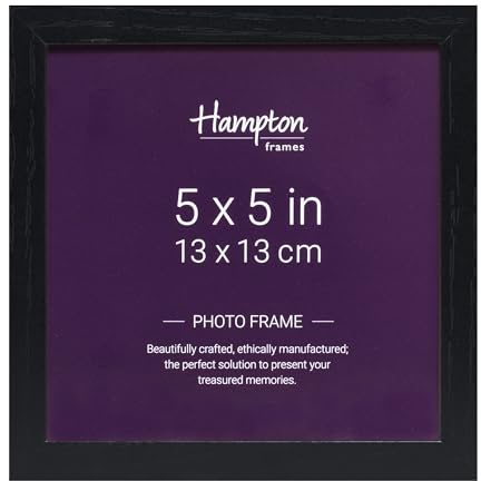 Hampton Frames OXFORD 5x5 (13x13cm) Pack of 1 Black Picture Frame Acrylic (Non-Glass) OXF55NGX-1PK