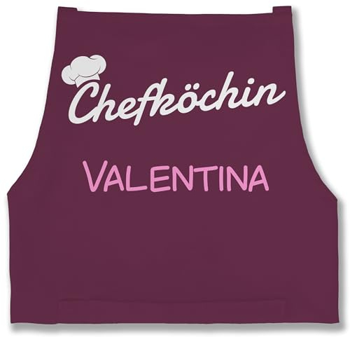 Schürze - Kochschürze Damen Frauen - Chefköchin mit Name I Geschenk Küchenchefin I Küchenmeisterin I Geschenk Kochen - 85x69 - Aubergine - personalisierte geschenke schürzen küche koch mütze