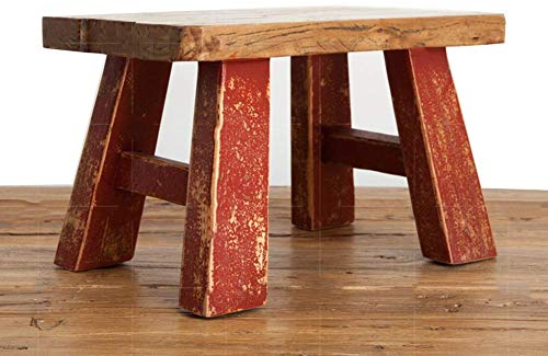 Fußhocker Arbeitshocker Duschhocker Tritthocker Retro Distressed Kleine quadratische Bank Kreative Farbe Ulme Wechselschuhe Multifunktions-Haushaltskreativ (Farbe: ROT)