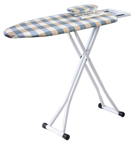 ISCBAFYX Bügelbrettbezug und -unterlage, hitze- und brennbeständiger Stoff, Kabelhalter, robust, einfach zu Falten, Bügeltisch, höhenverstellbar (Farbe: kariert, Größe: 102 x 34 cm/40 x 13 Zoll)