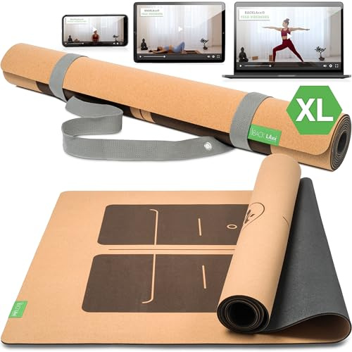 BACKLAXX® Yogamatte Kork XXL mit Naturkautschuk, rutschfeste Korkmatte